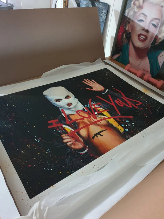 I Love You, hand embellished giclee print, 66x100 cm.